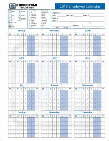 Herschfeld Employee Calendar